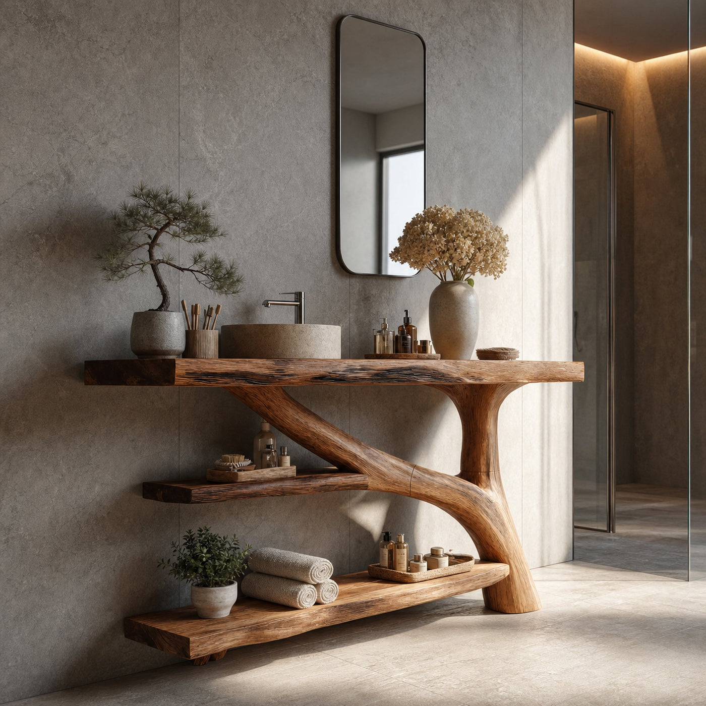 Modern Solid Wood Bathroom Vanity For Modern Rustic Furniture Decor