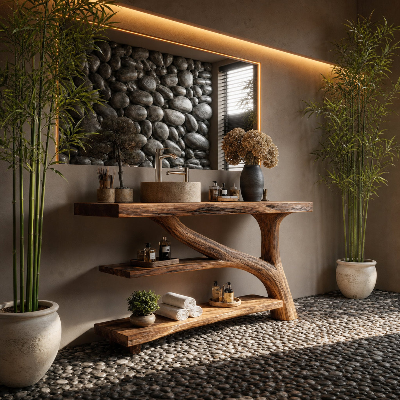Modern Solid Wood Bathroom Vanity For Modern Rustic Furniture Decor - product view 3