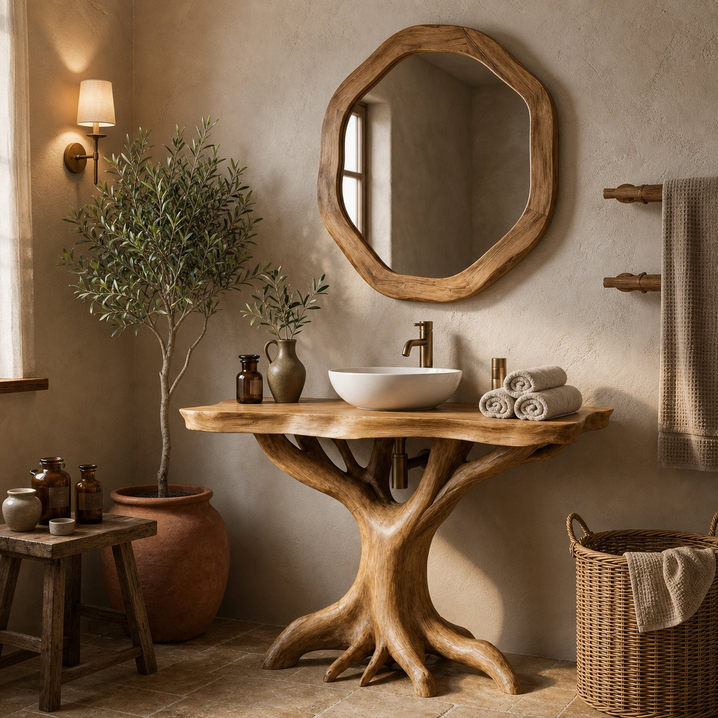Modern Solid Wood Bathroom Vanity Live Edge Design For Luxury Bathroom - product view 2