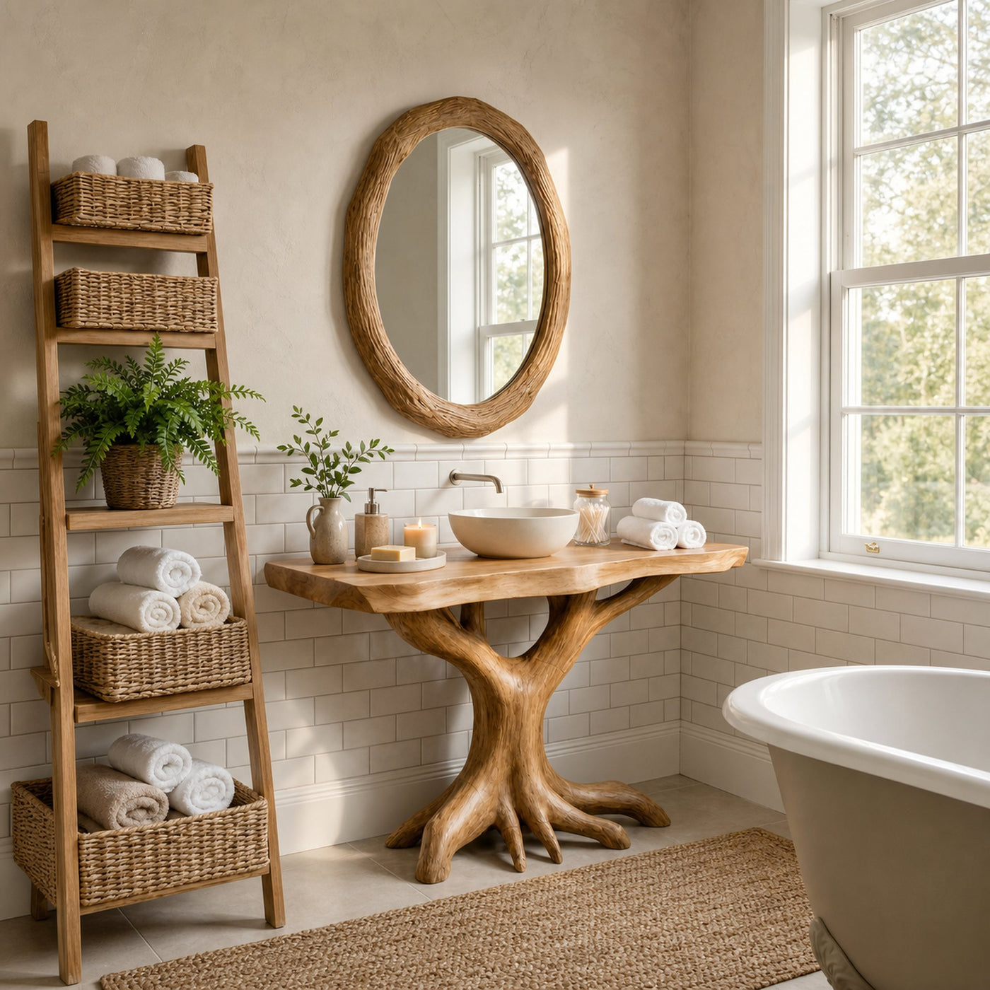 Modern Solid Wood Bathroom Vanity Live Edge Design For Luxury Bathroom - product view 3
