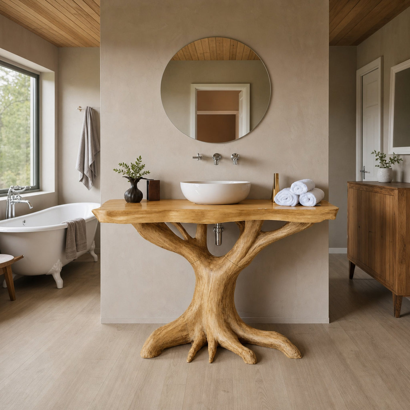 Modern Solid Wood Bathroom Vanity Live Edge Design For Luxury Bathroom - product view 5