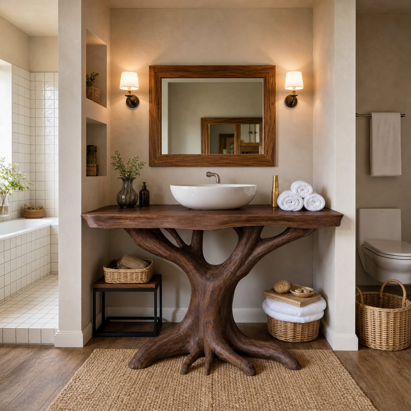 Modern Solid Wood Bathroom Vanity Live Edge Design For Luxury Bathroom - product view 7