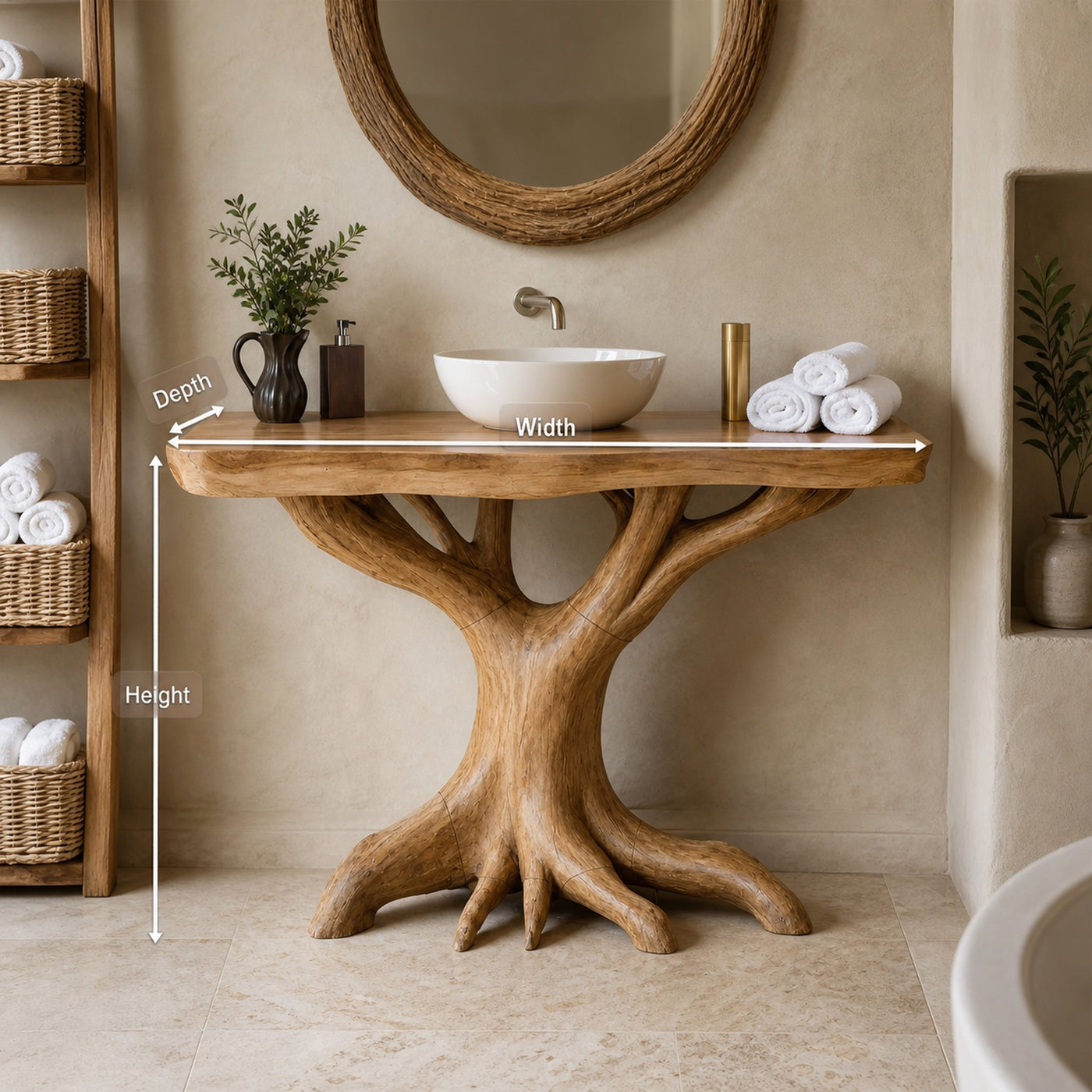 Modern Solid Wood Bathroom Vanity Live Edge Design For Luxury Bathroom - product view 8