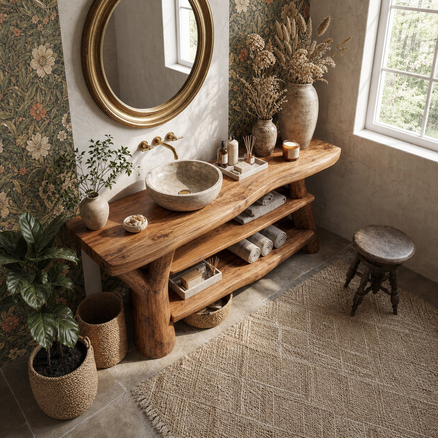 Modern Solid Wood Bathroom Vanity Live Edge For Luxury Spa Bathroom - product view 4