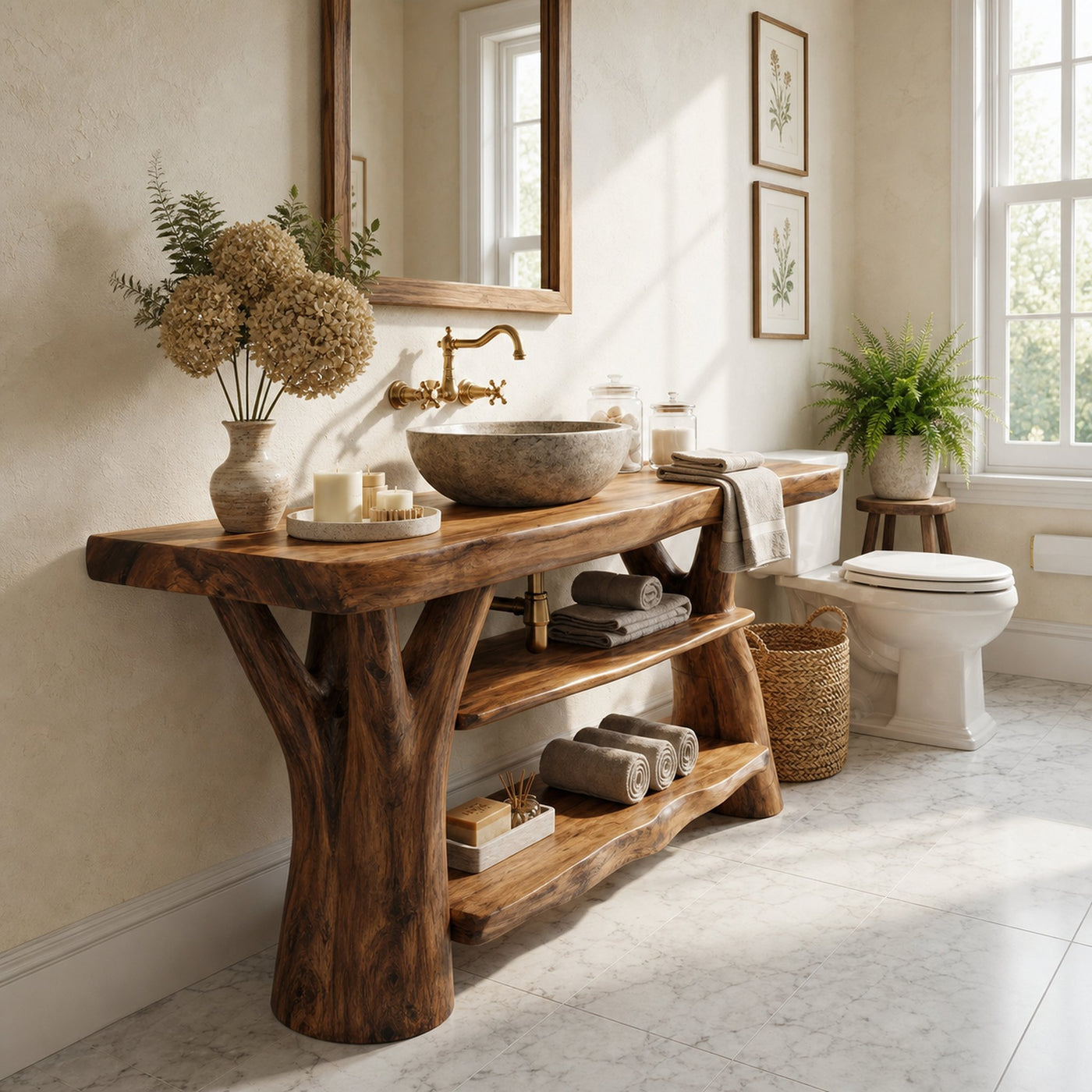 Modern Solid Wood Bathroom Vanity Live Edge For Luxury Spa Bathroom - product view 7