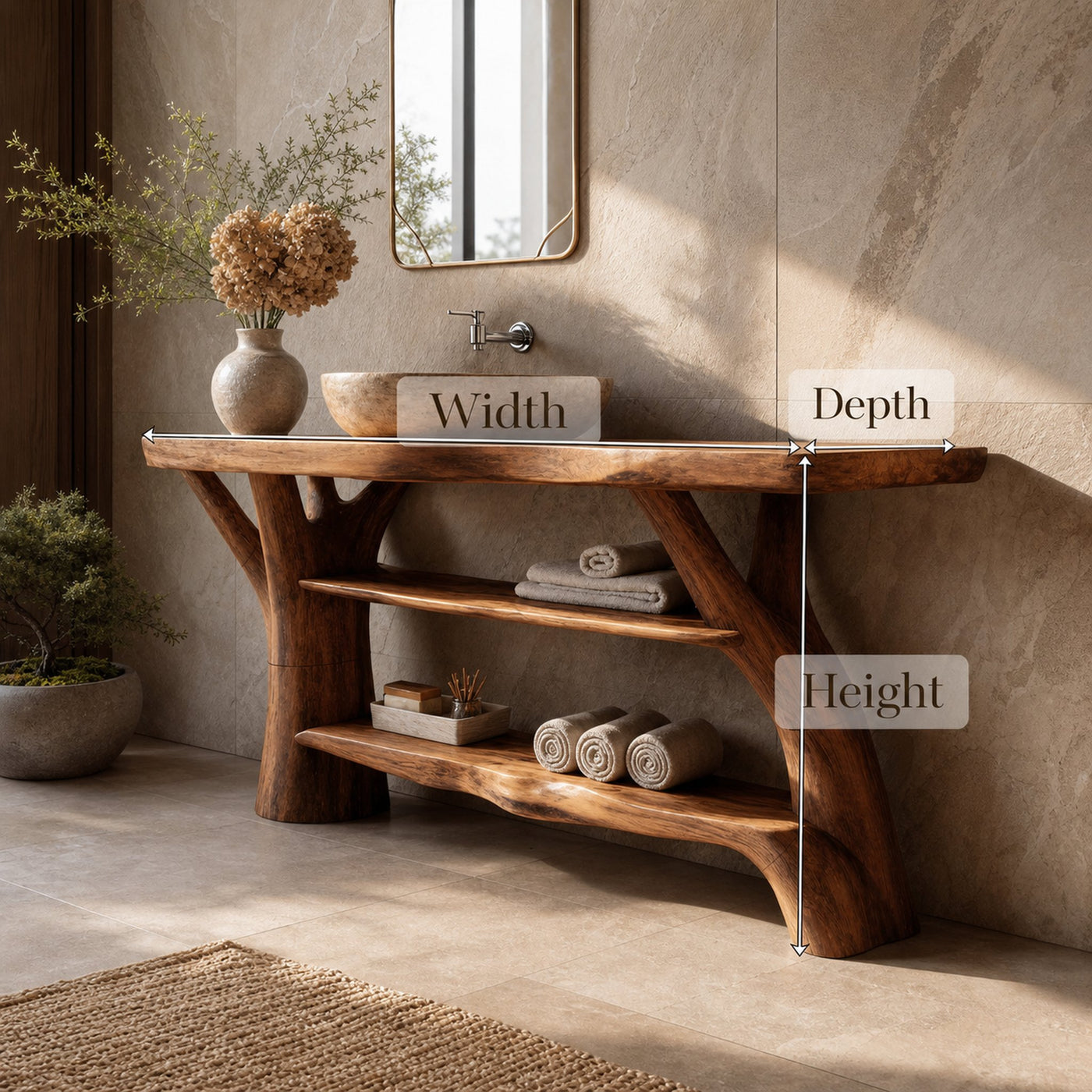 Modern Solid Wood Bathroom Vanity Live Edge For Luxury Spa Bathroom - product view 8