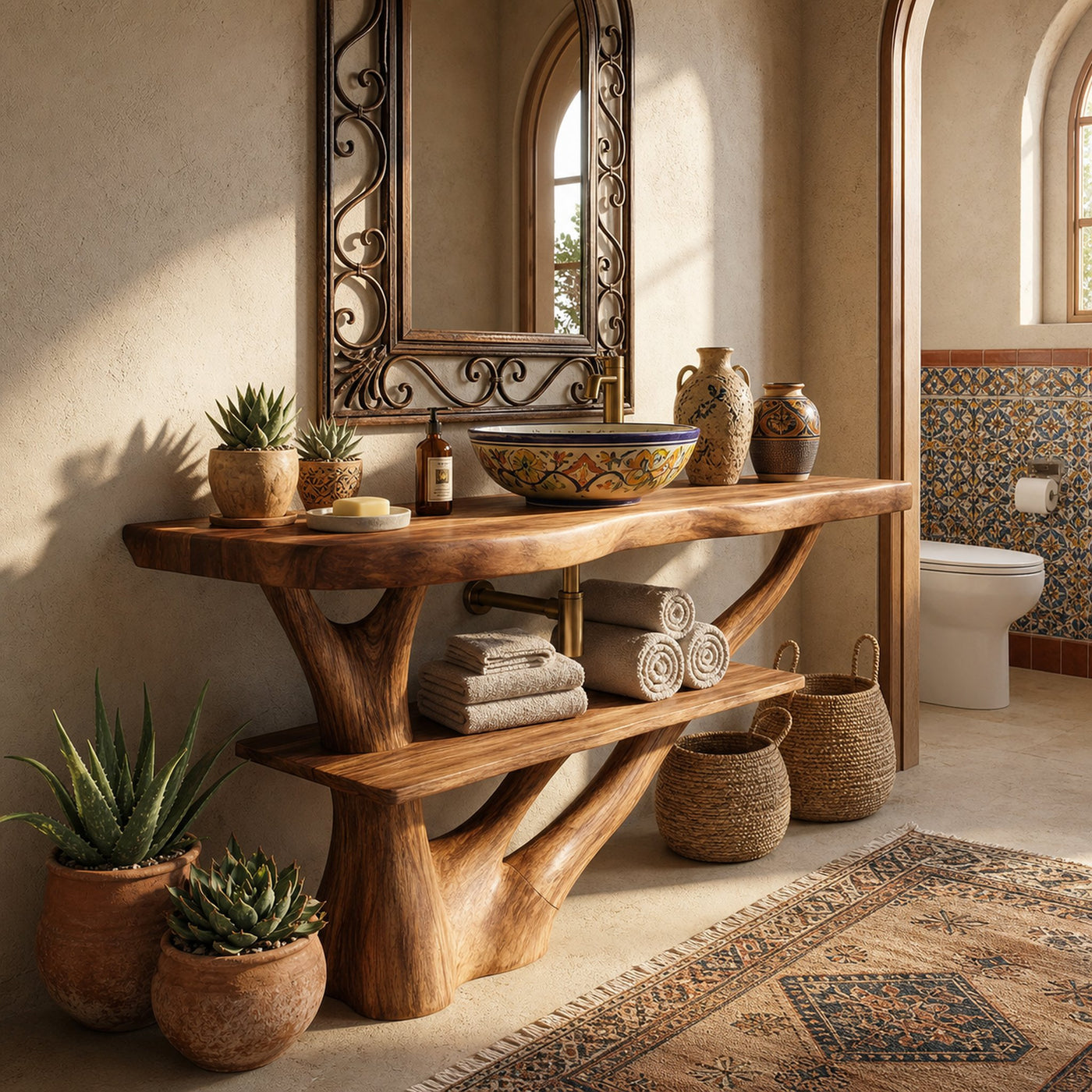 Modern Solid Wood Bathroom Vanity Organic Live Edge For Bathroom Decor - product view 3
