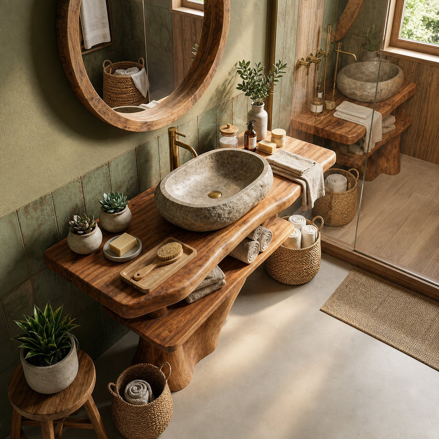 Modern Solid Wood Bathroom Vanity Organic Live Edge For Bathroom Decor - product view 5