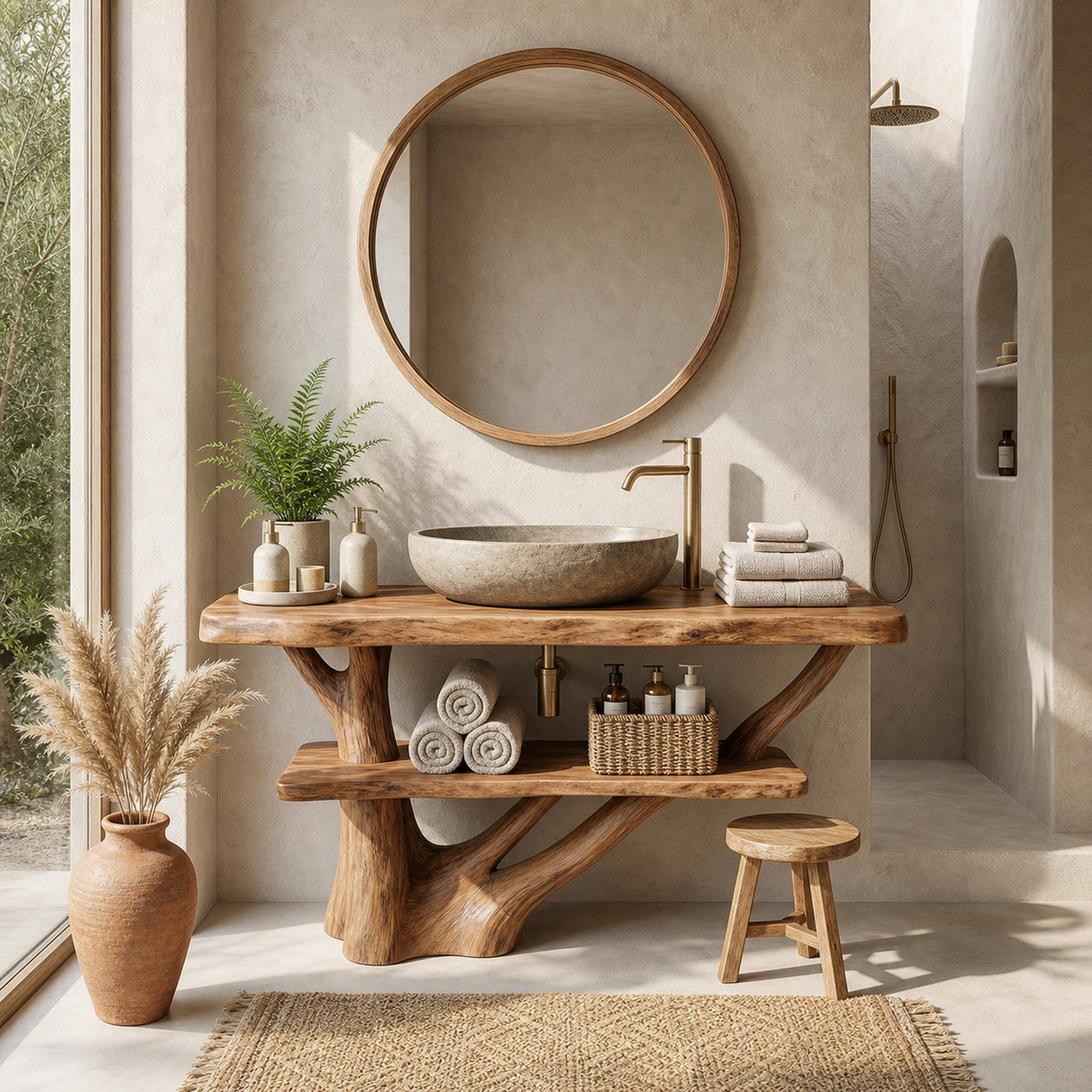 Modern Solid Wood Bathroom Vanity Organic Live Edge For Bathroom Decor - product view 6
