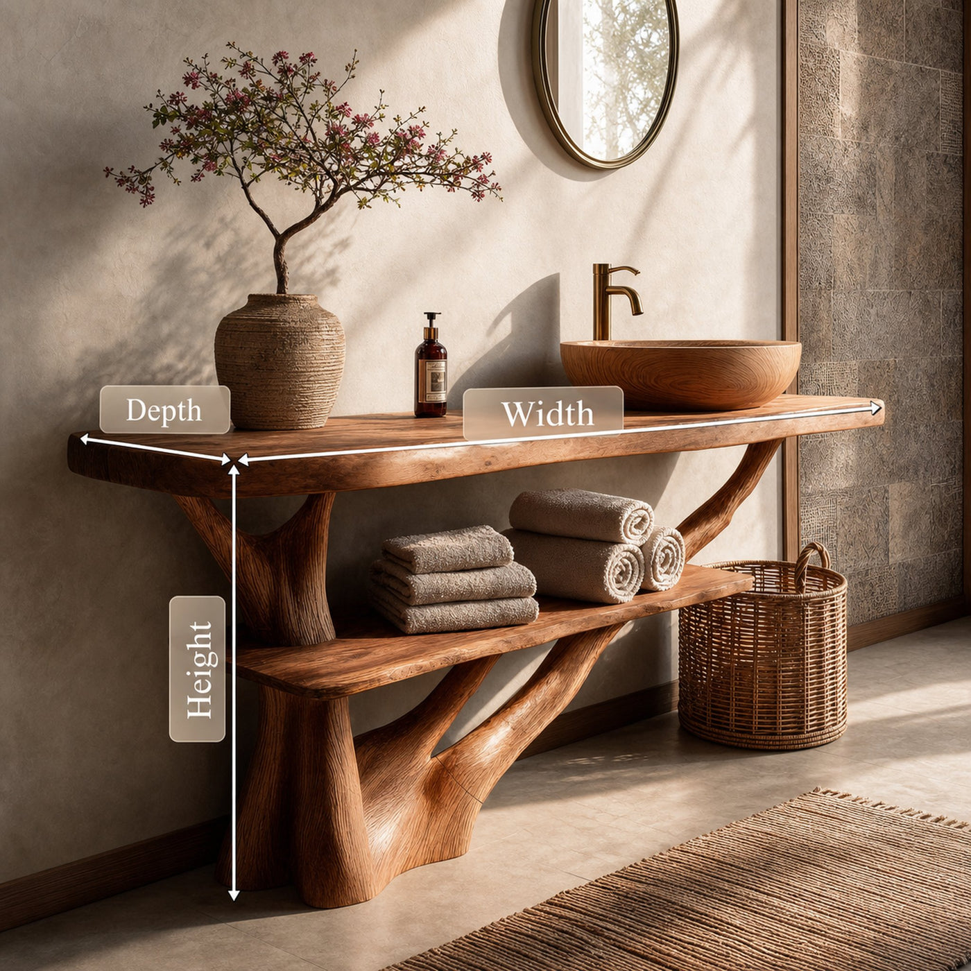 Modern Solid Wood Bathroom Vanity Organic Live Edge For Bathroom Decor - product view 7