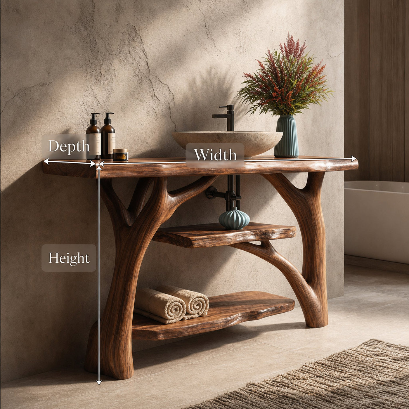 Modern Solid Wood Bathroom Vanity With Open Shelf For Spa Bathroom - product view 6