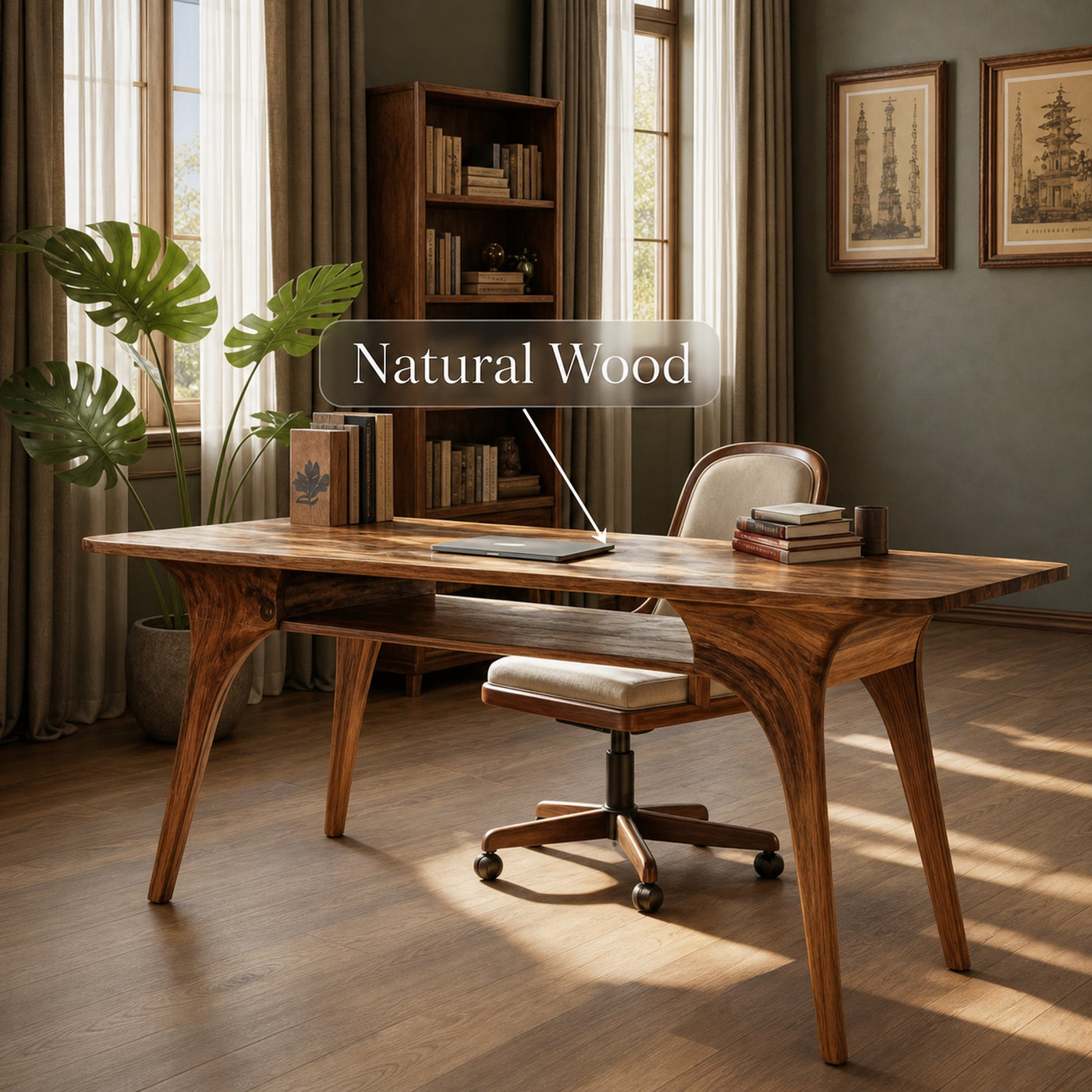 Modern Solid Wood Desk For Living Room And Office Decor - product view 5