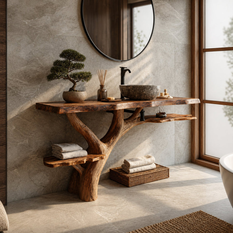 Modern Solid Wood Vanity For Contemporary Bathroom Furniture Decor