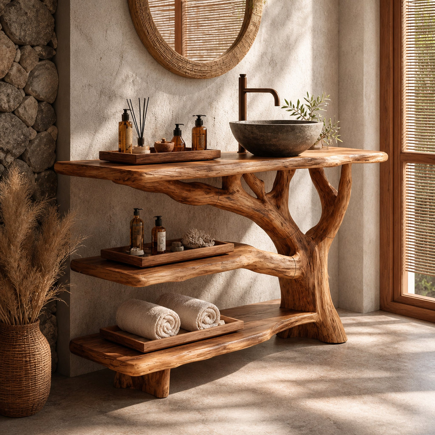 Modern Solid Wood Vanity Furniture Decor For Sleek Bathroom Design