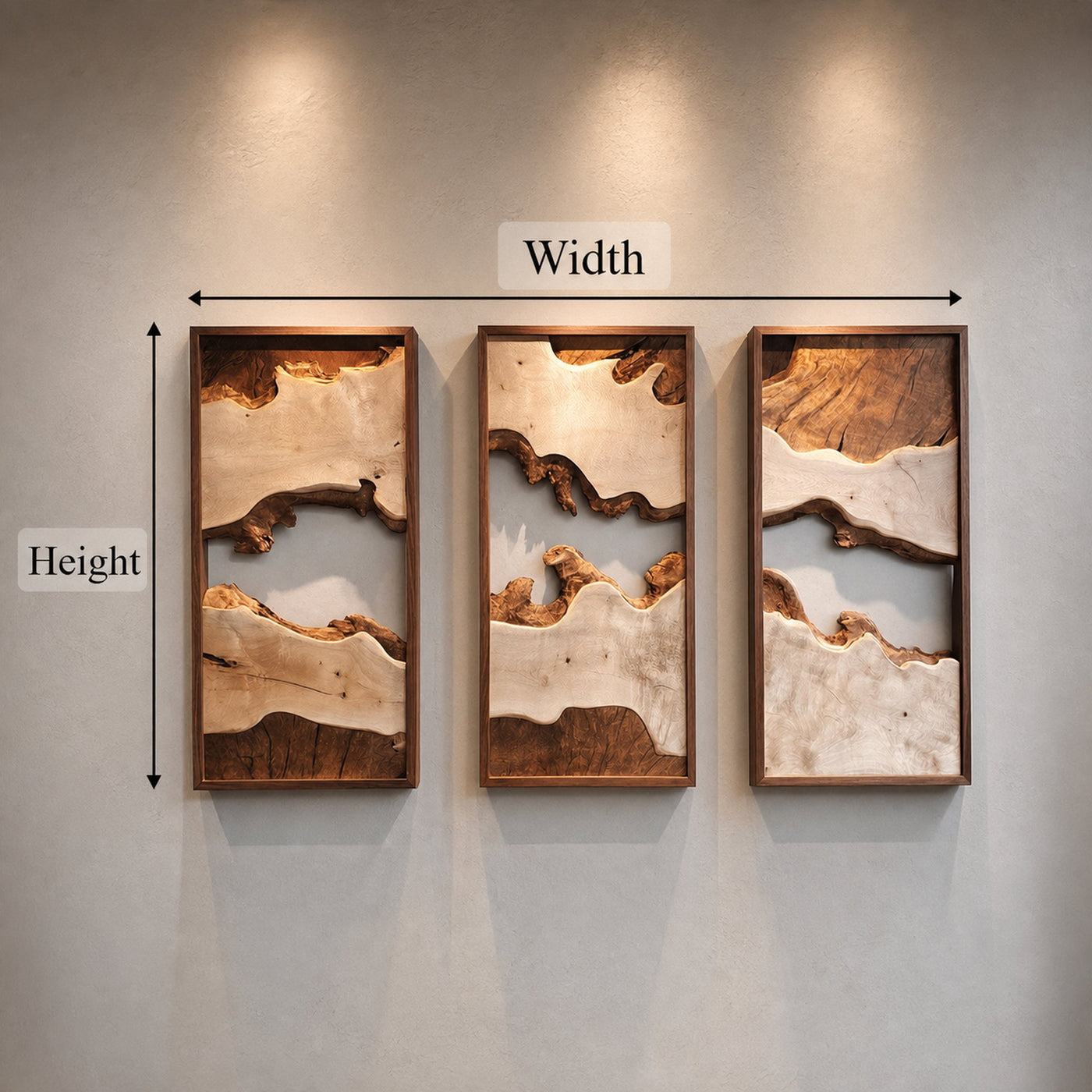 Modern Solid Wood Wall Art Set Abstract Landscape Living Room - product view 3