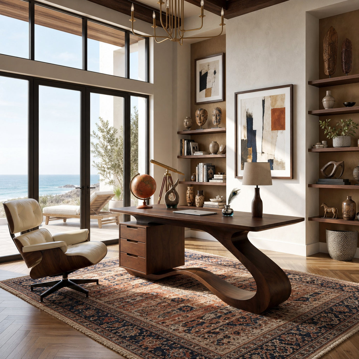 Modern Streamline Desk With Storage Cabinet For Workspace - product view 7