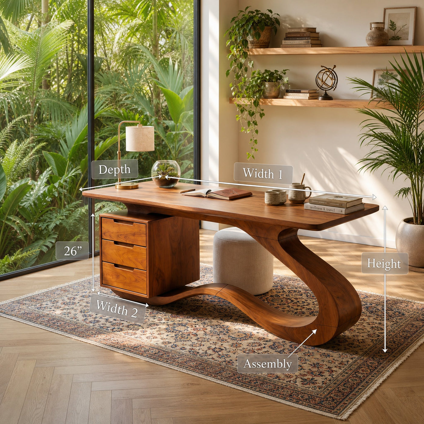 Modern Streamline Desk With Storage Cabinet For Workspace - product view 8
