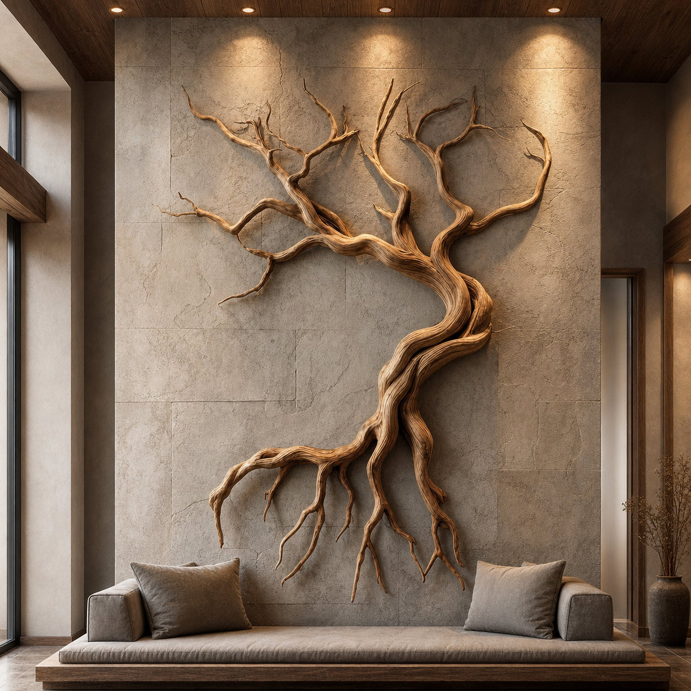 Modern Tree Branch Sculpture Wall Decor Living Room
