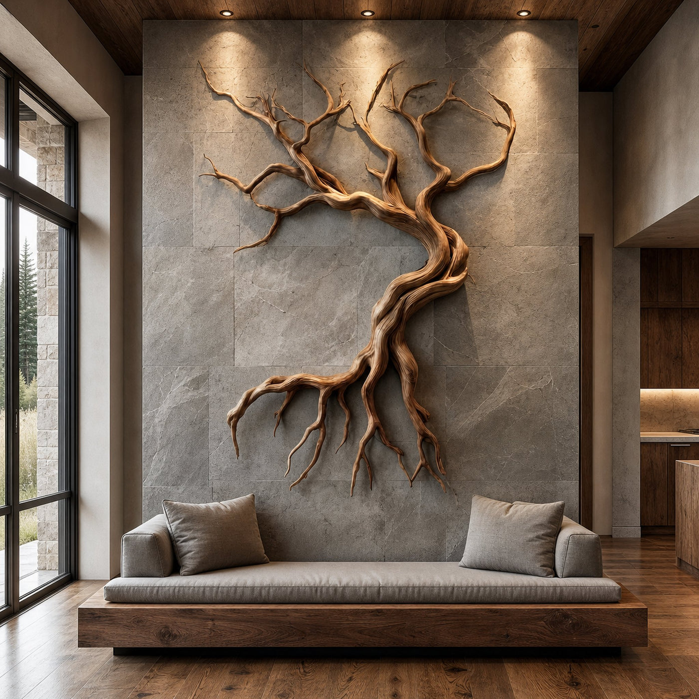 Modern Tree Branch Sculpture Wall Decor Living Room - product view 2