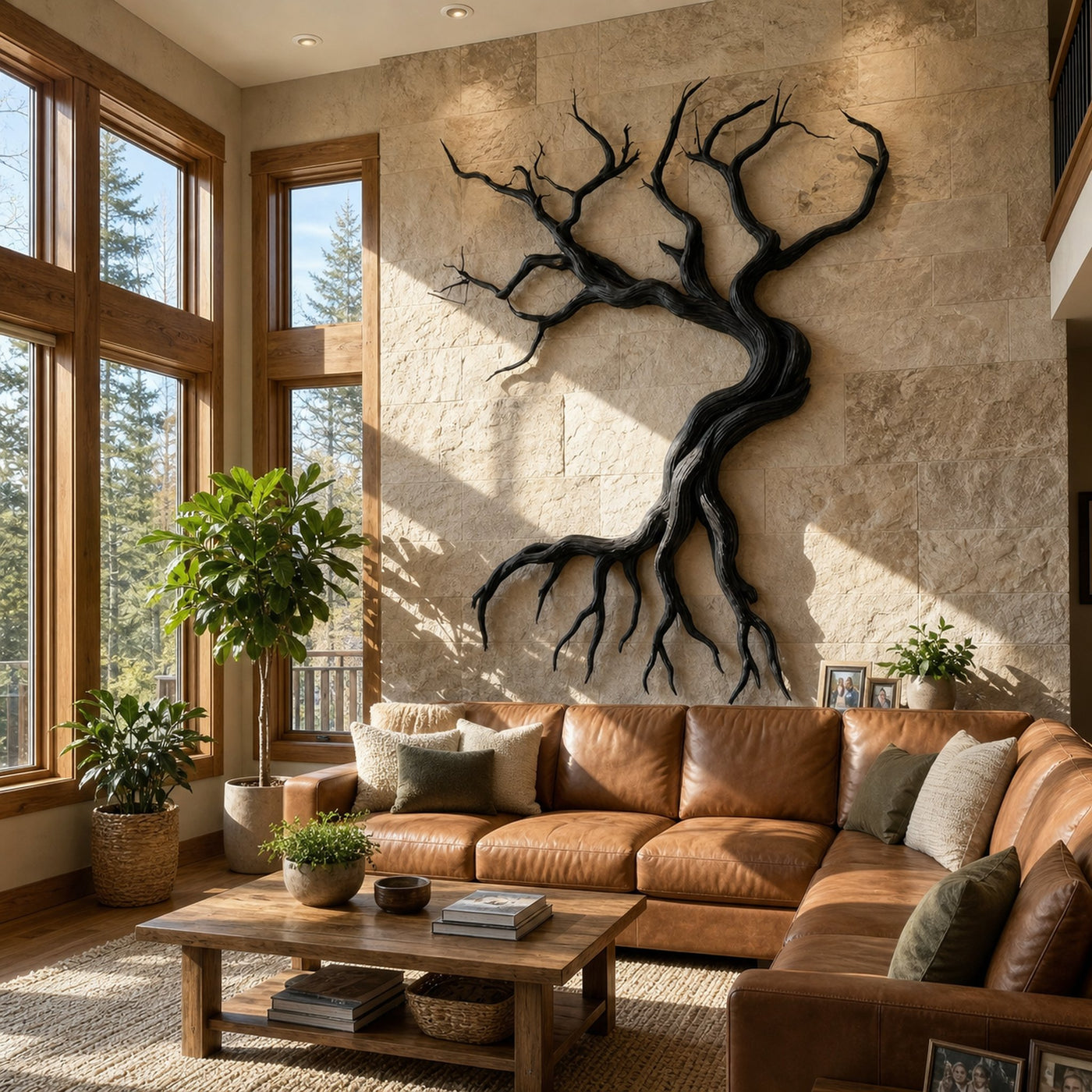 Modern Tree Branch Sculpture Wall Decor Living Room - product view 3