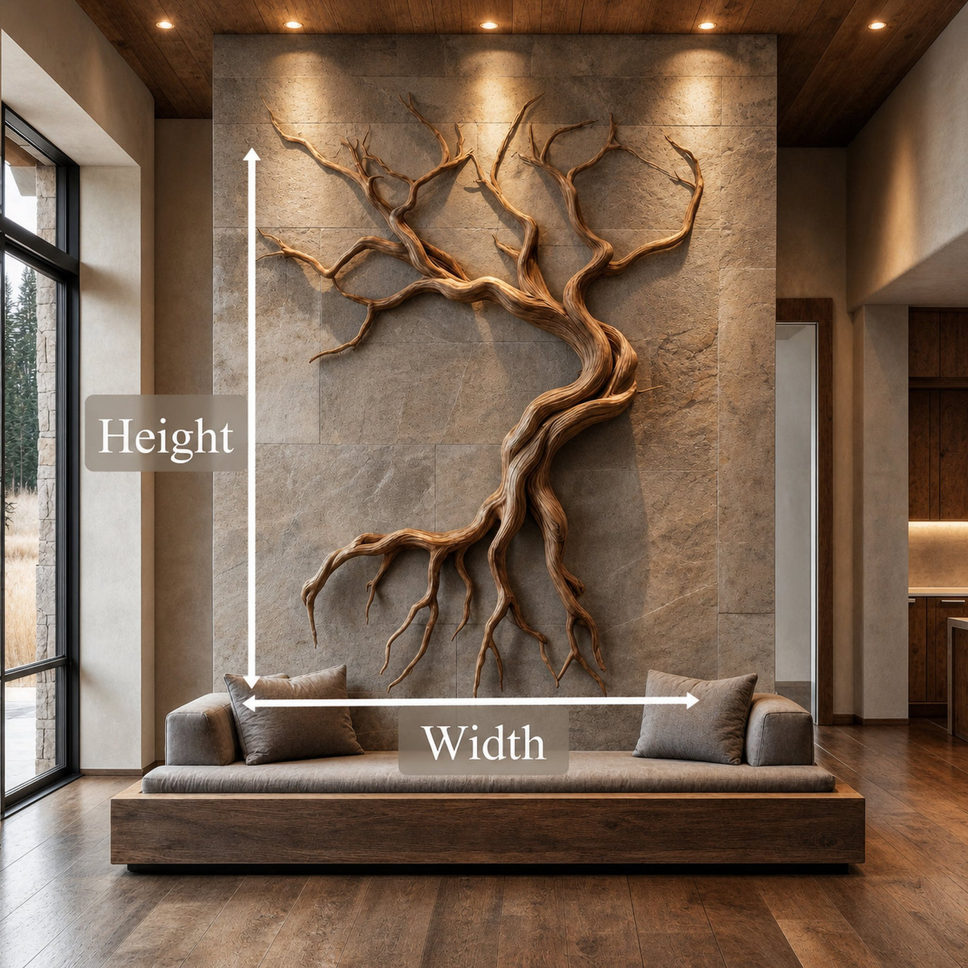 Modern Tree Branch Sculpture Wall Decor Living Room - product view 7