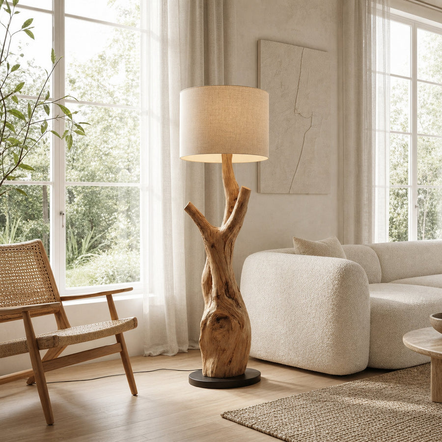 Modern Tree Branch Wooden Standing Lamp For Living Room And Corner