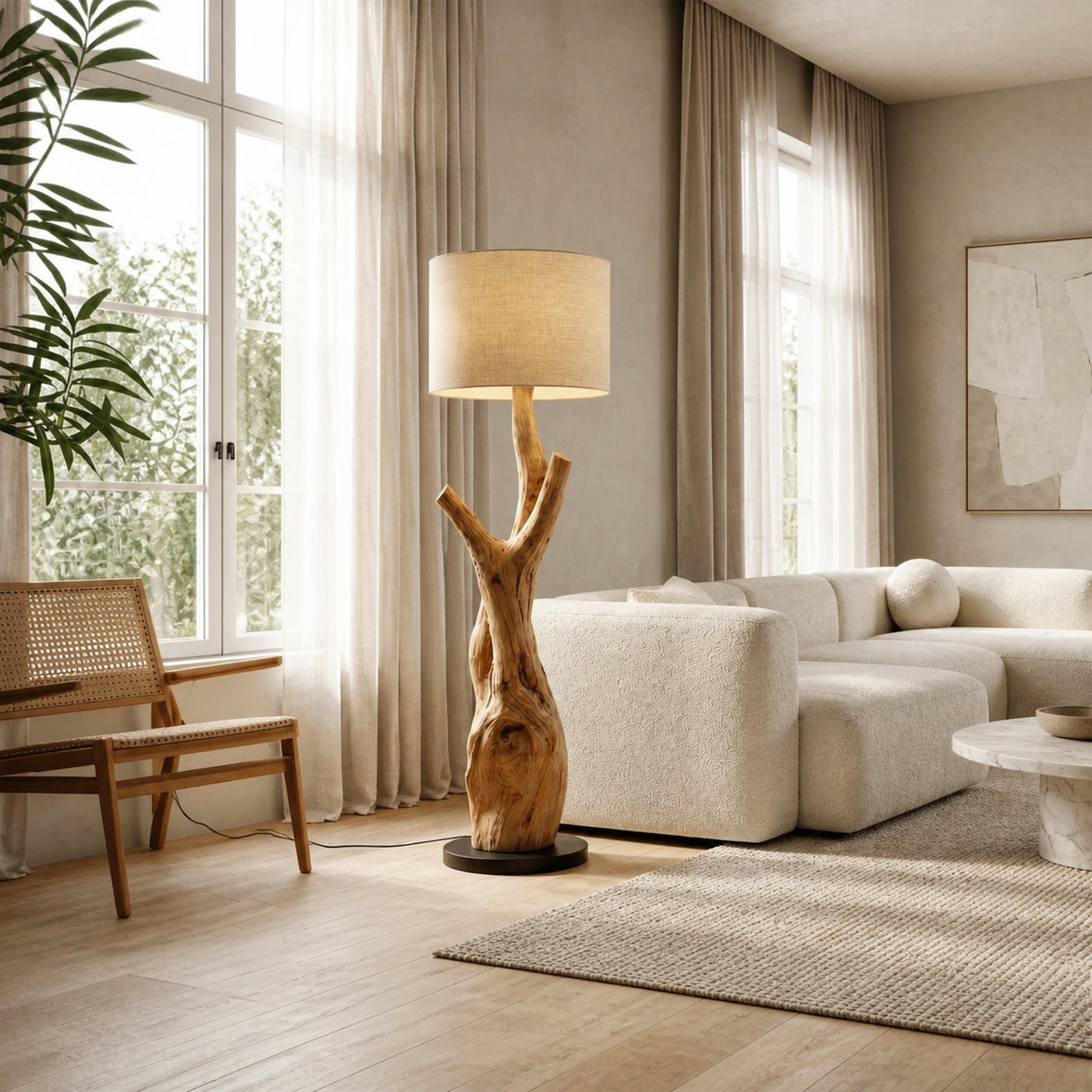 Modern Tree Branch Wooden Standing Lamp For Living Room And Corner - product view 2
