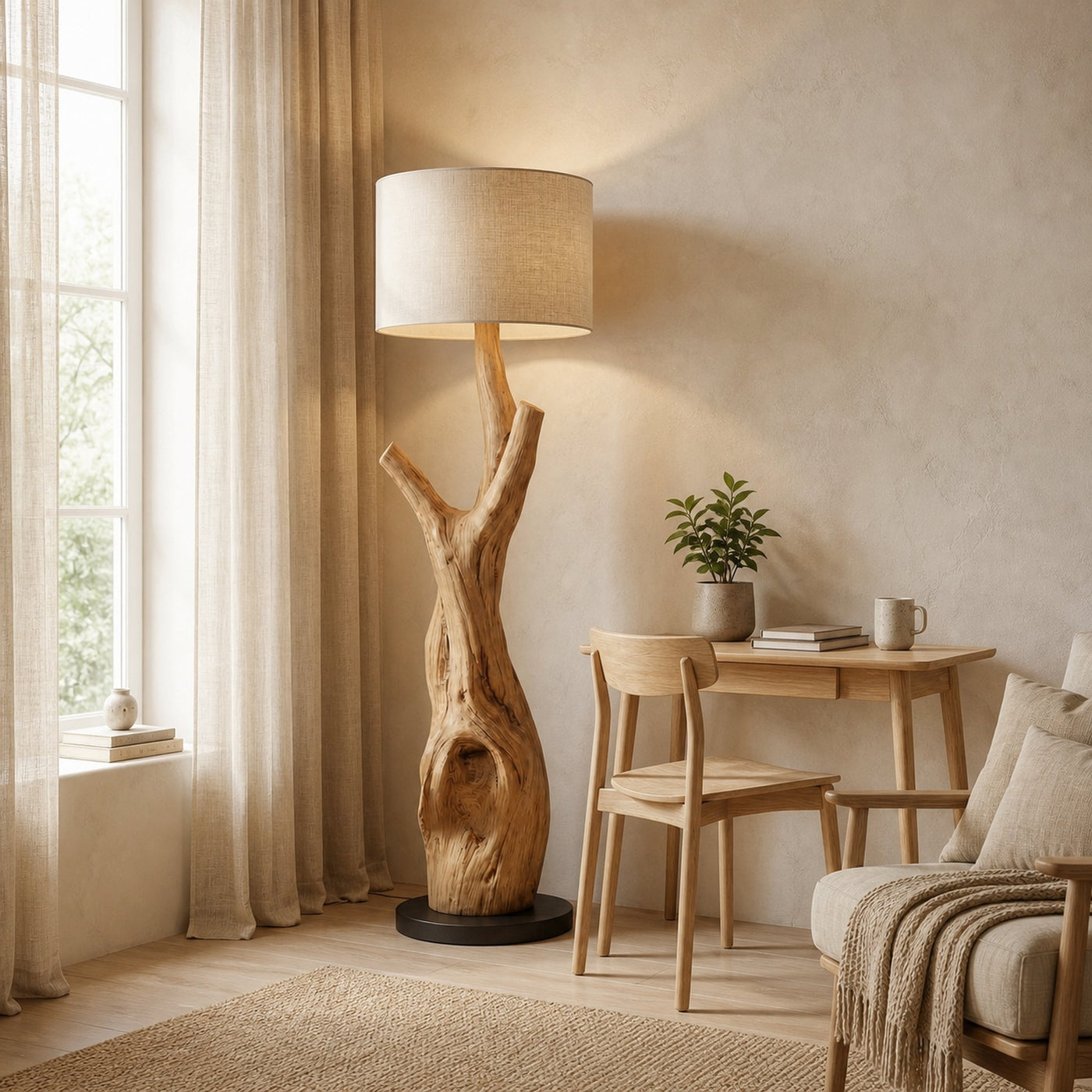 Modern Tree Branch Wooden Standing Lamp For Living Room And Corner - product view 3