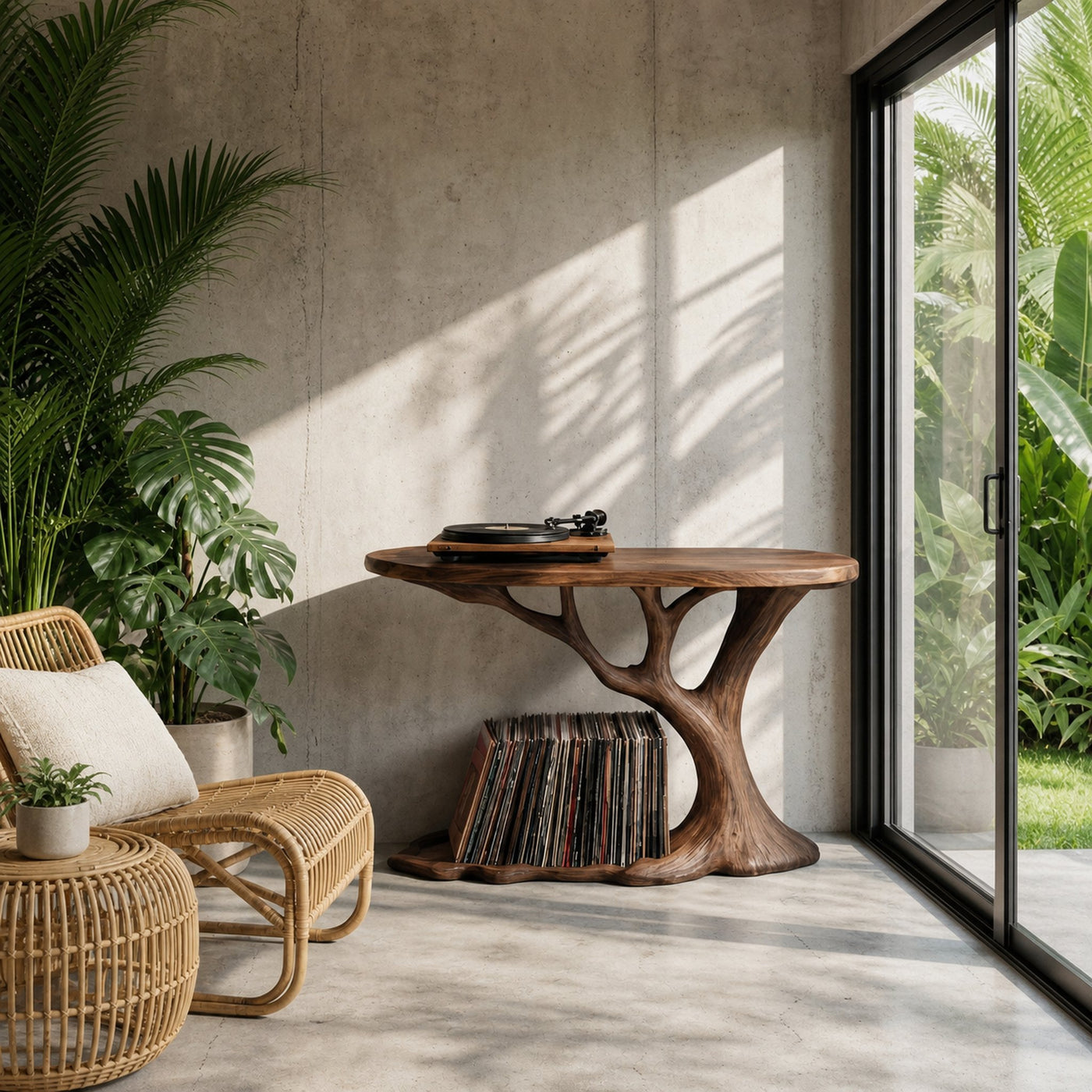 Modern Tree Shaped Record Player Stand Living Room