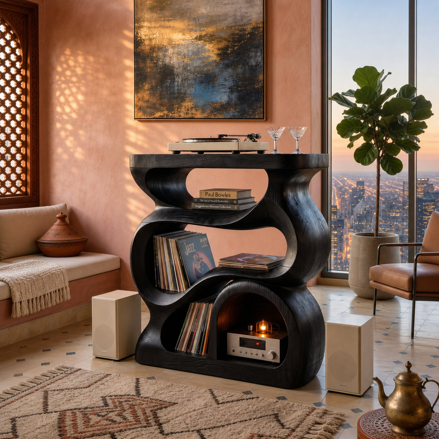 Modern Turntable Stand With Storage For Living Room - product view 4