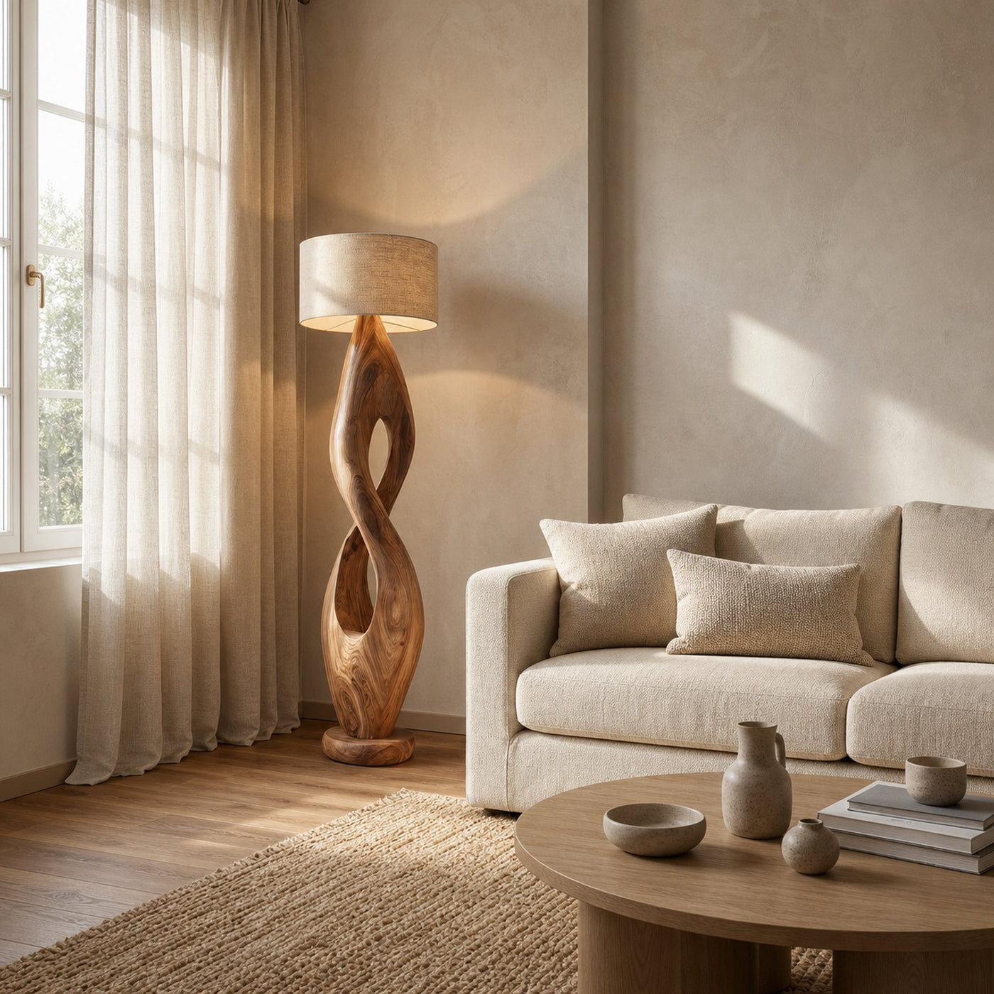 Modern Twisted Wooden Floor Lamp For Living Room - product view 2