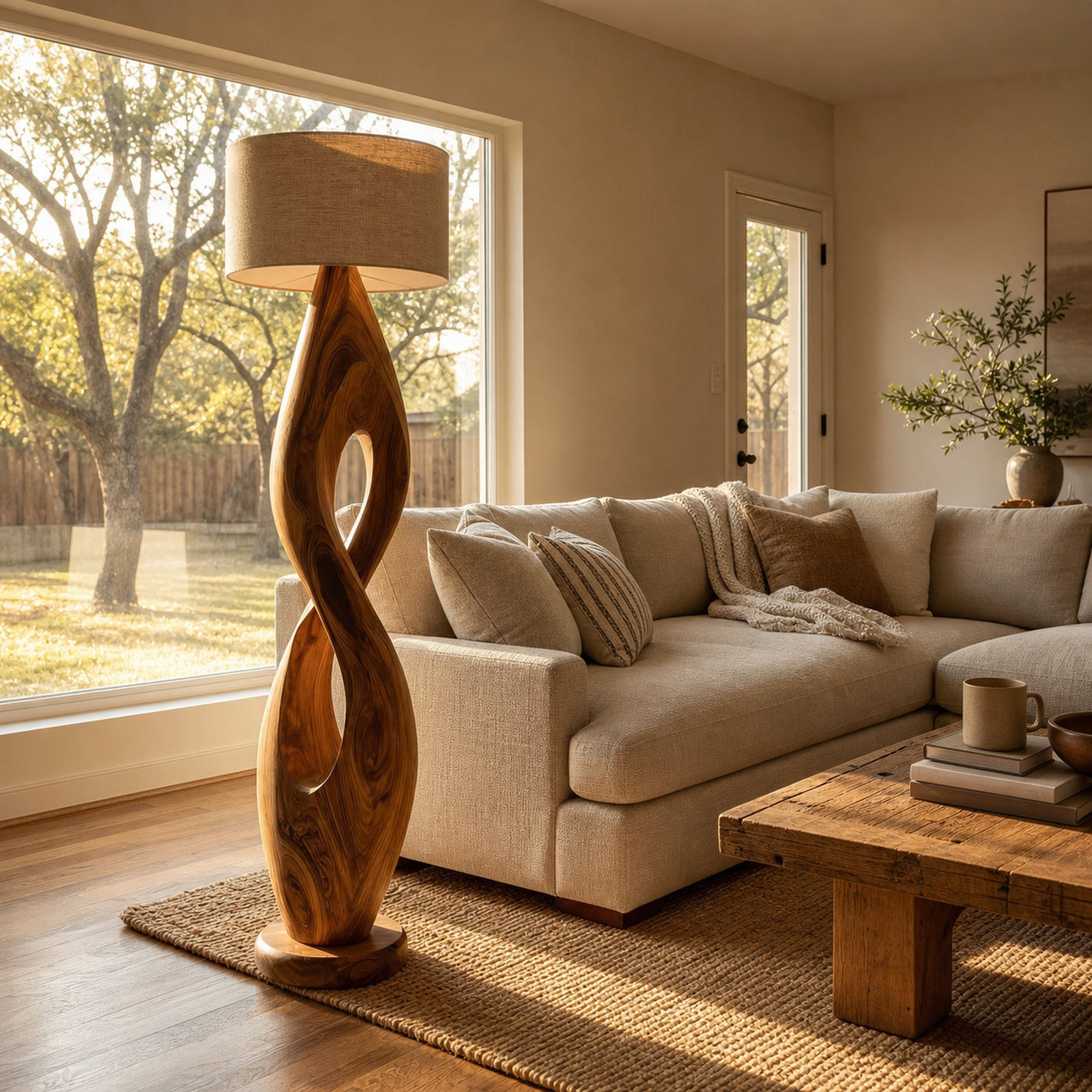 Modern Twisted Wooden Floor Lamp For Living Room - product view 3