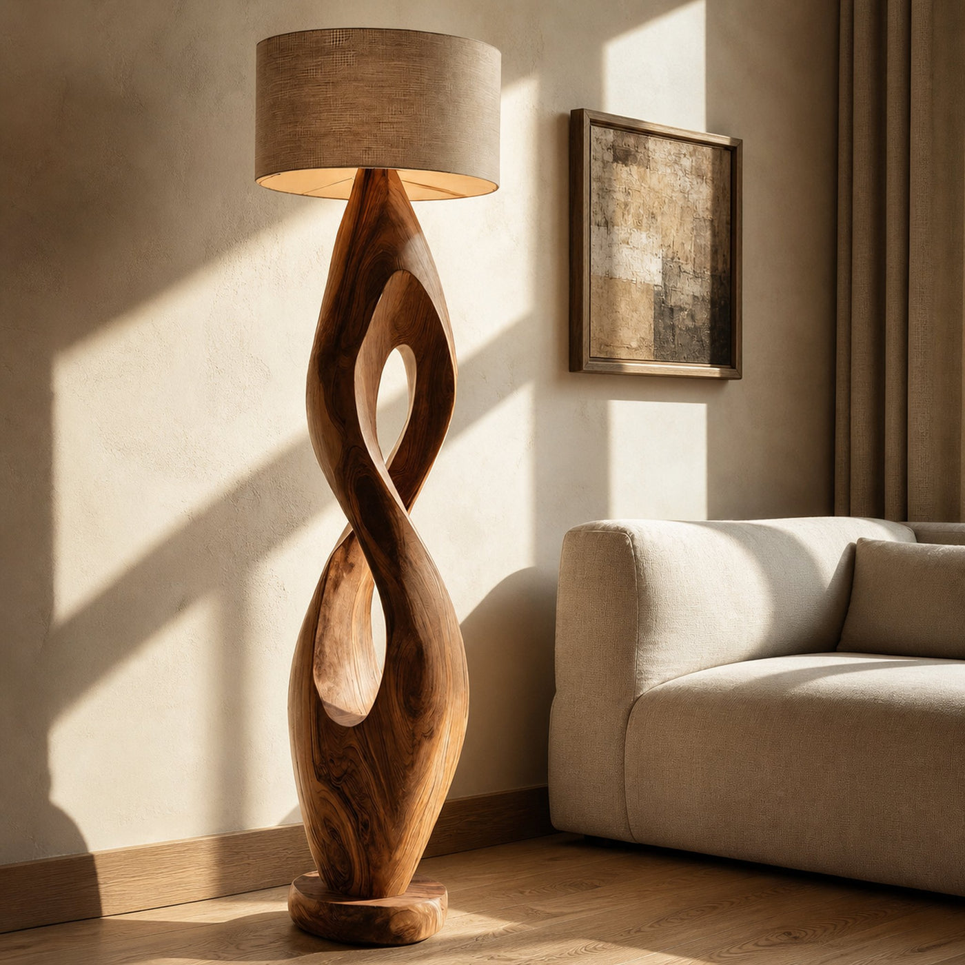 Modern Twisted Wooden Floor Lamp For Living Room - product view 5