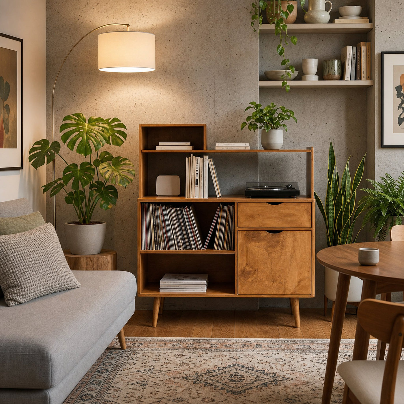 Modern Vinyl Record Cabinet With Drawers For Living - product view 2