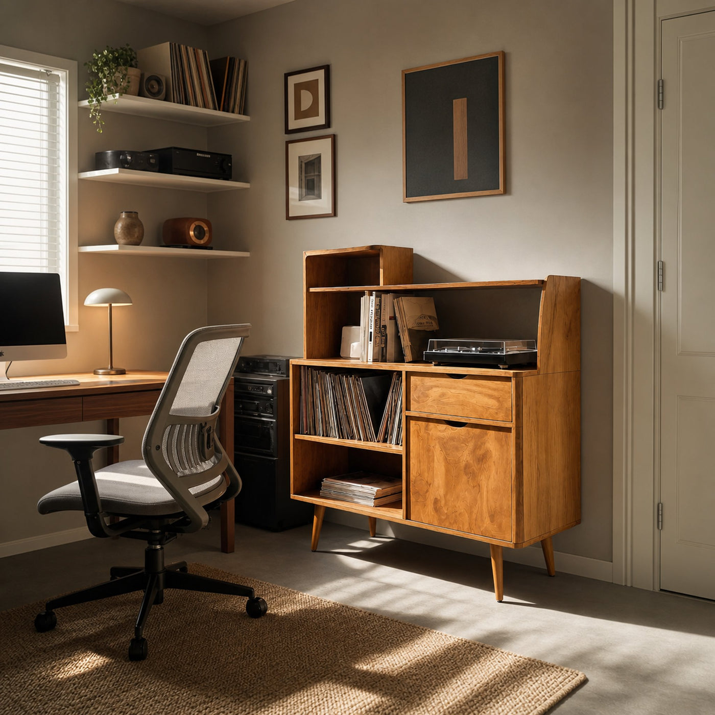 Modern Vinyl Record Cabinet With Drawers For Living - product view 6