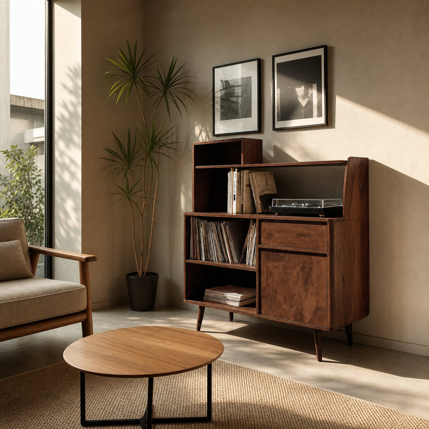Modern Vinyl Record Cabinet With Drawers For Living - product view 7
