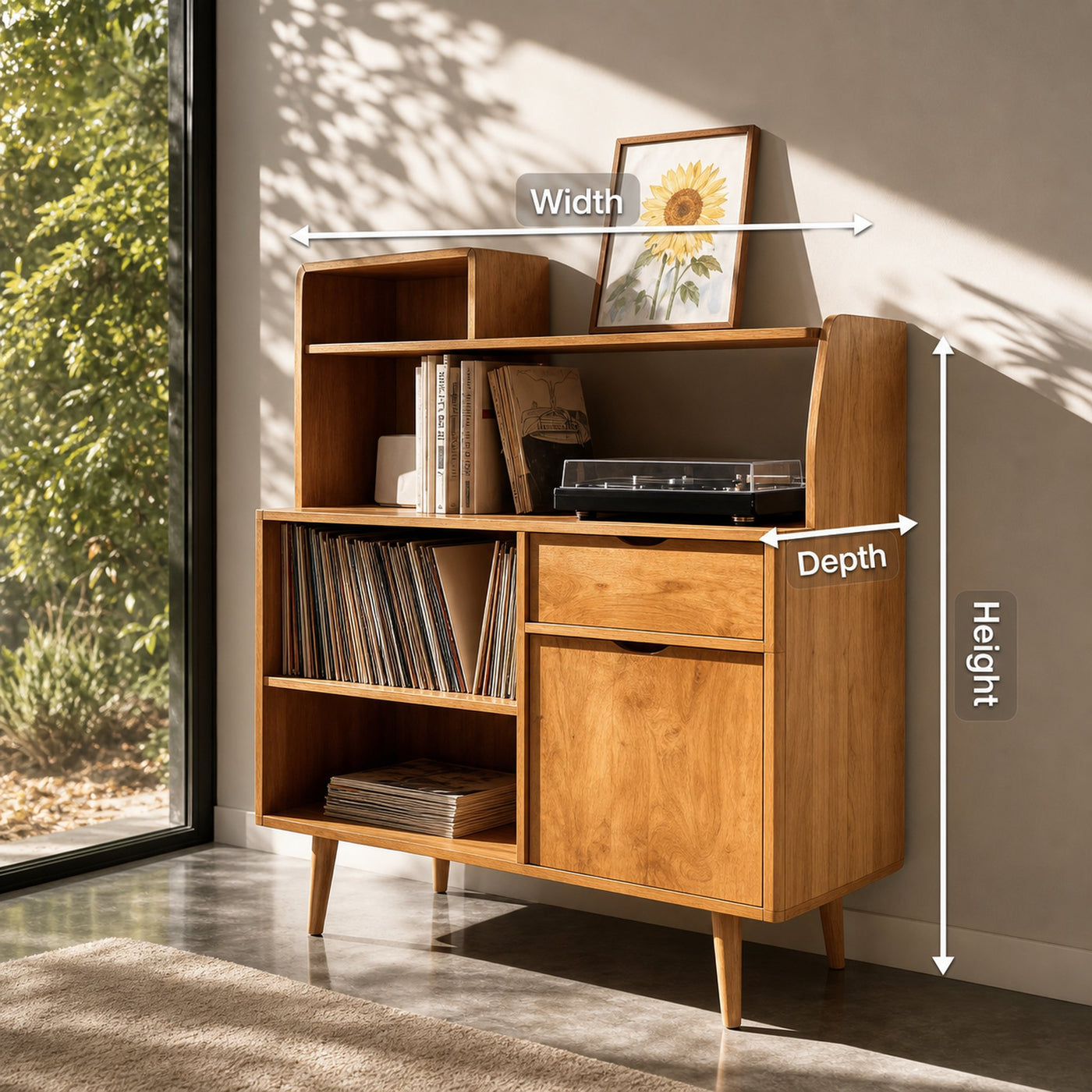 Modern Vinyl Record Cabinet With Drawers For Living - product view 8