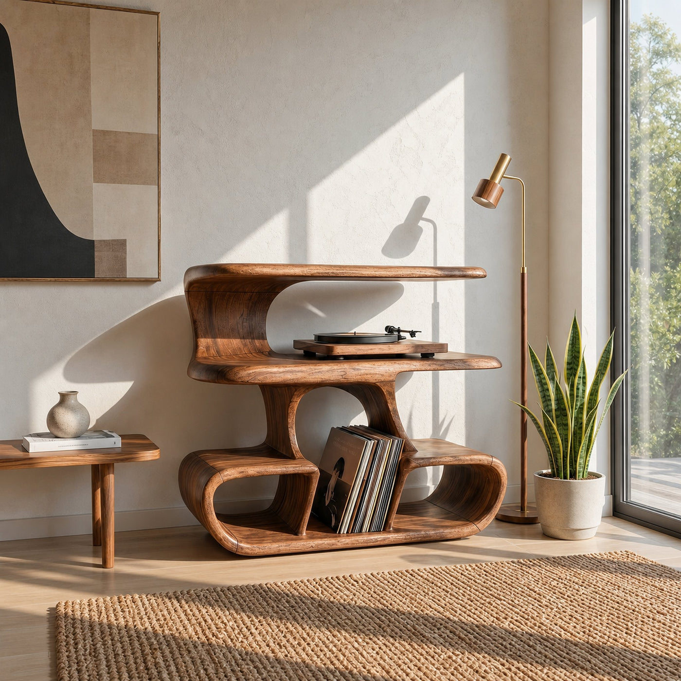 Modern Vinyl Record Stand For Reading Corner