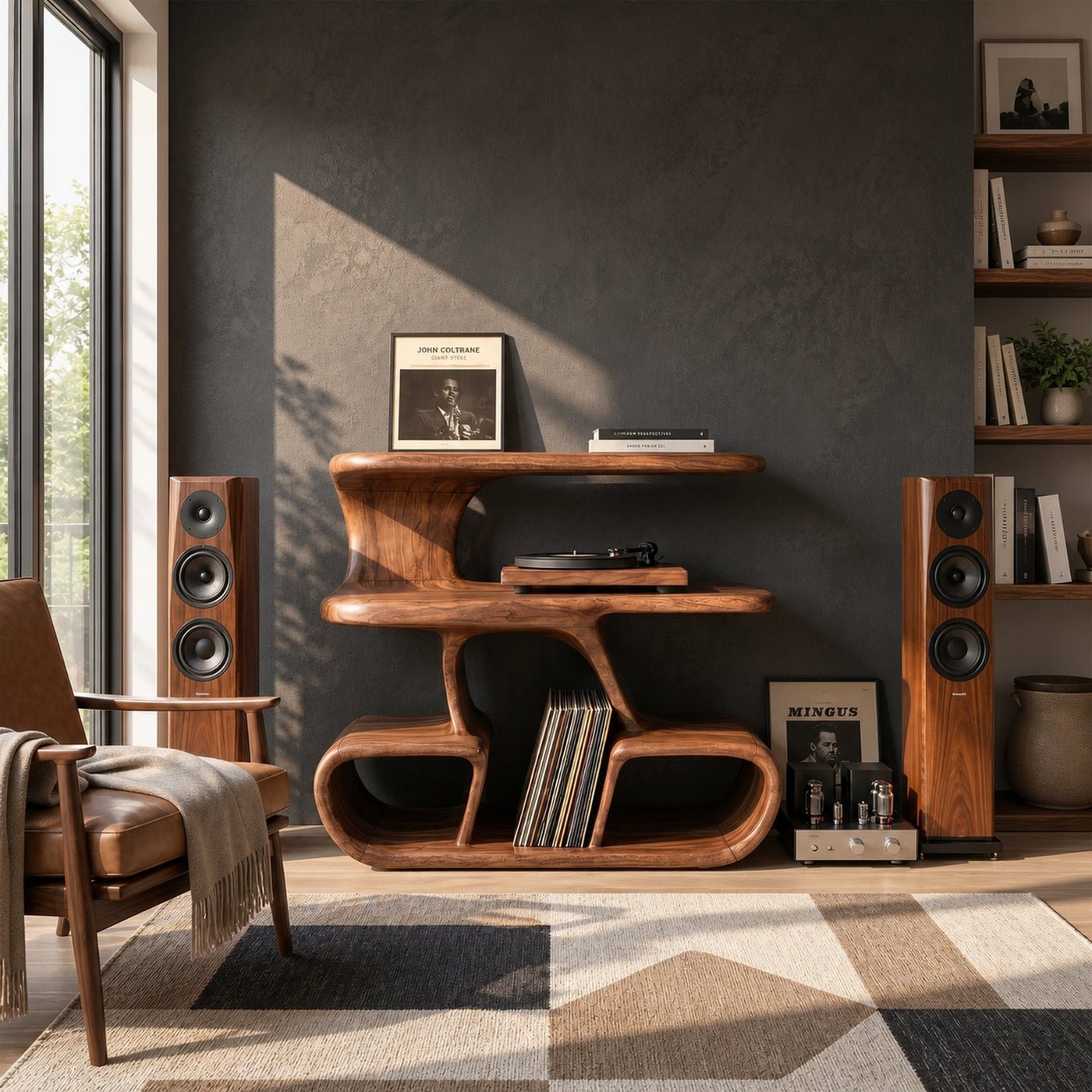 Modern Vinyl Record Stand For Reading Corner - product view 2