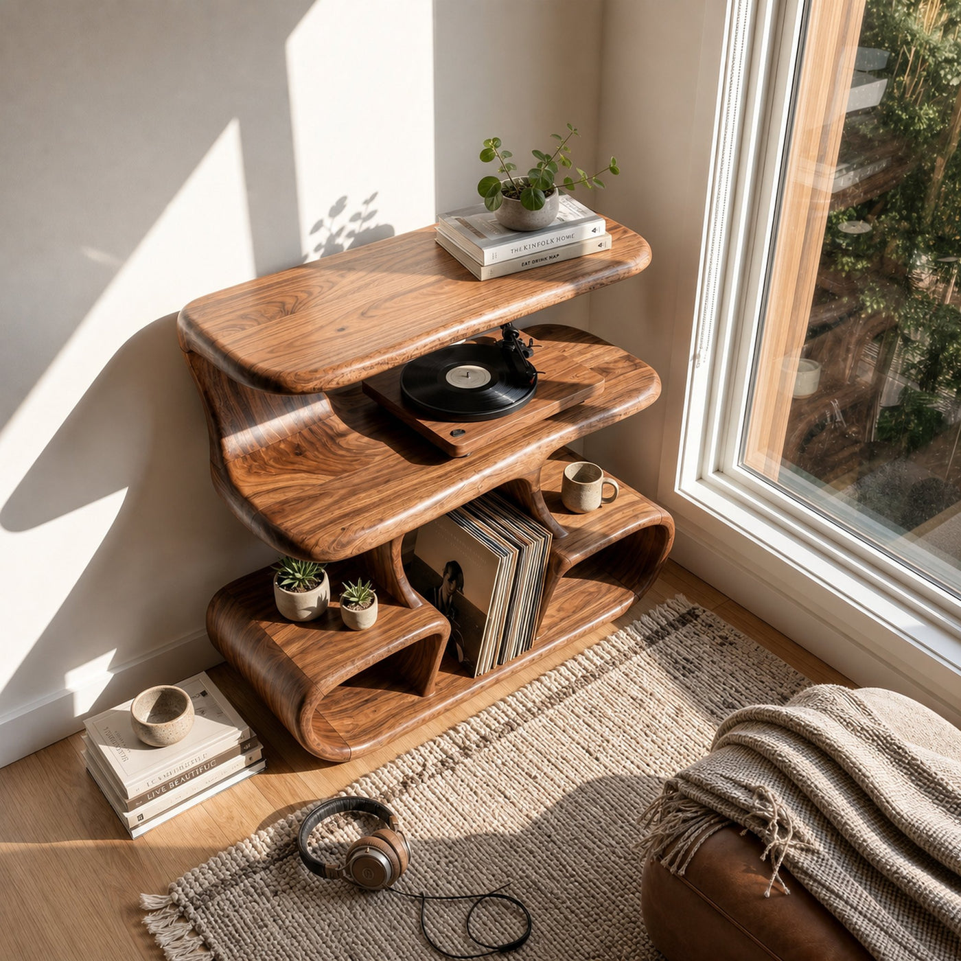 Modern Vinyl Record Stand For Reading Corner - product view 3