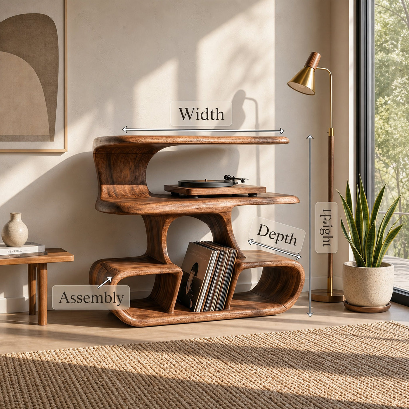 Modern Vinyl Record Stand For Reading Corner - product view 8