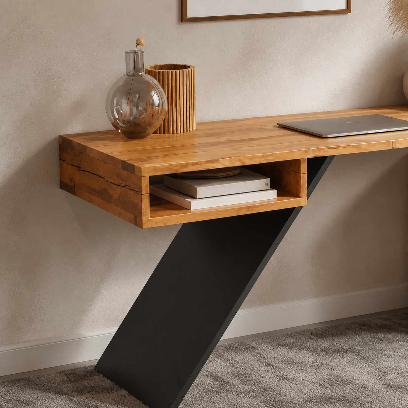 Modern Wood Desk With Storage Cabinet For Home Office Or Studio - product view 3