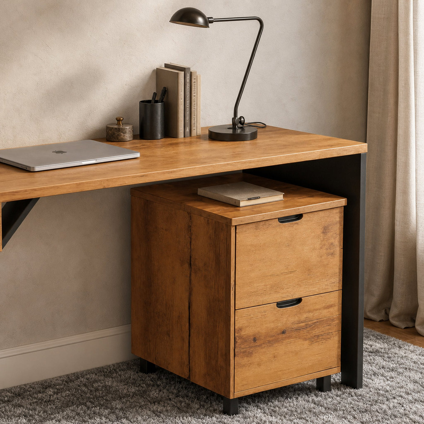 Modern Wood Desk With Storage Cabinet For Home Office Or Studio - product view 4