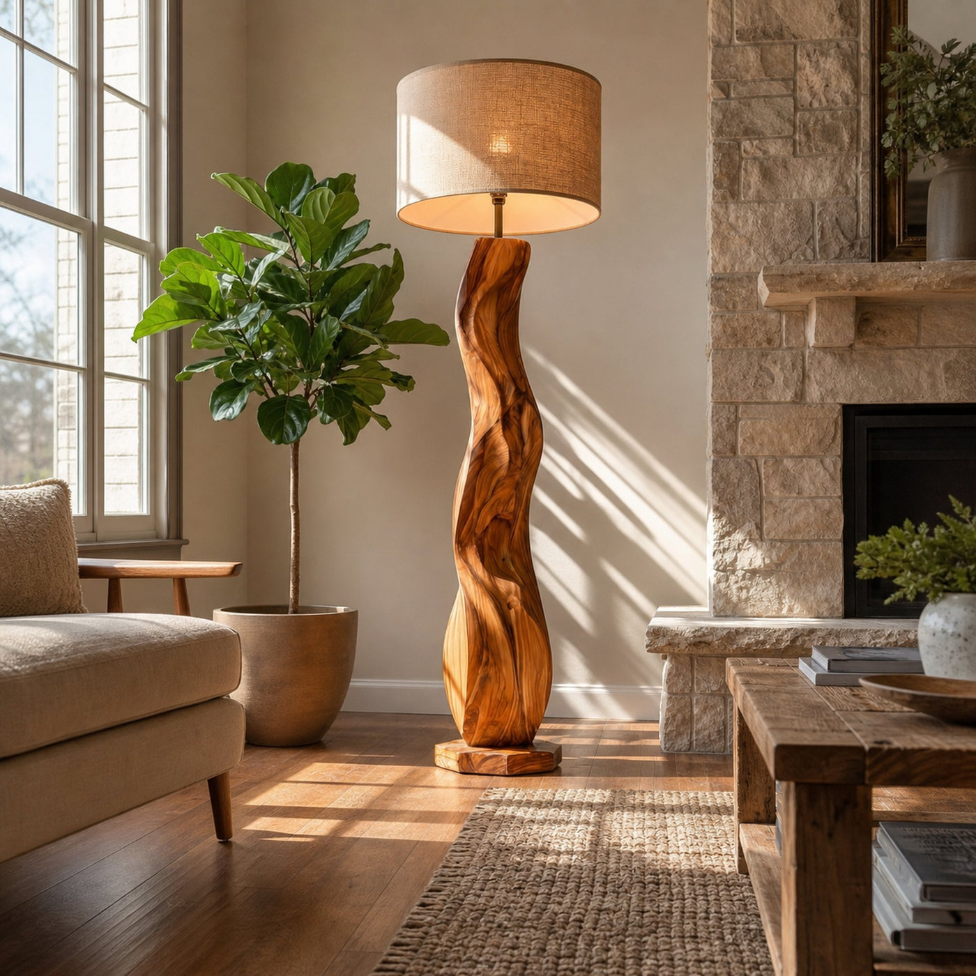 Modern Wood Floor Lamp Sculptural Design For Living Room - product view 2
