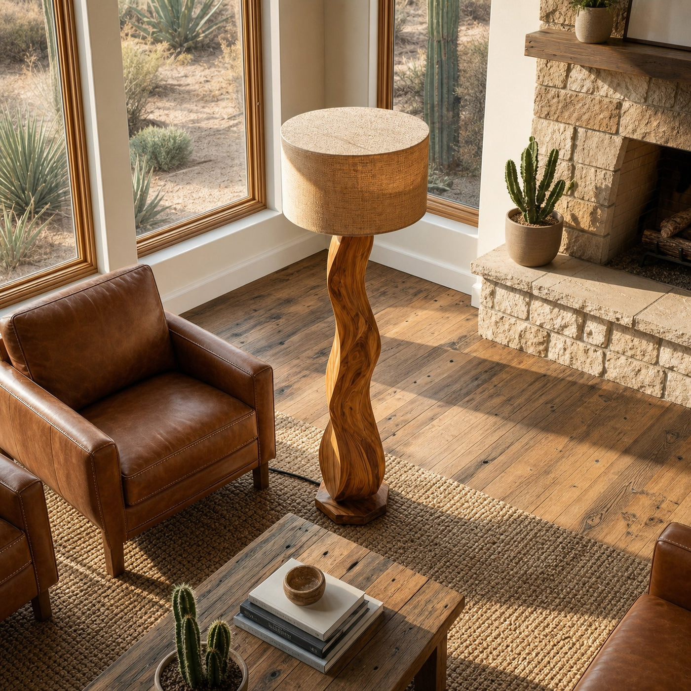 Modern Wood Floor Lamp Sculptural Design For Living Room - product view 3