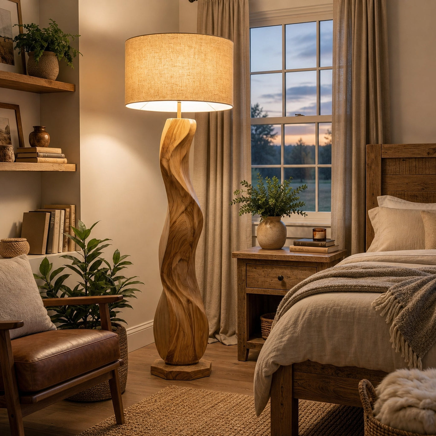 Modern Wood Floor Lamp Sculptural Design For Living Room - product view 5