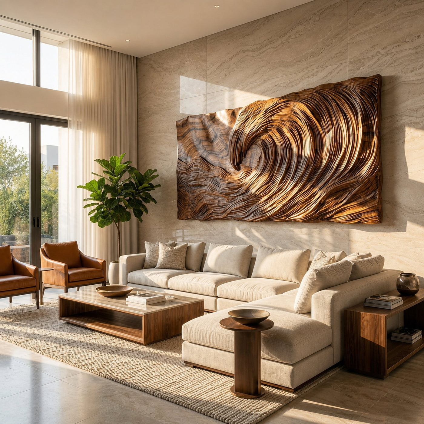 Modern Wood Sculpture Wall Decor Living Room And Bedroom