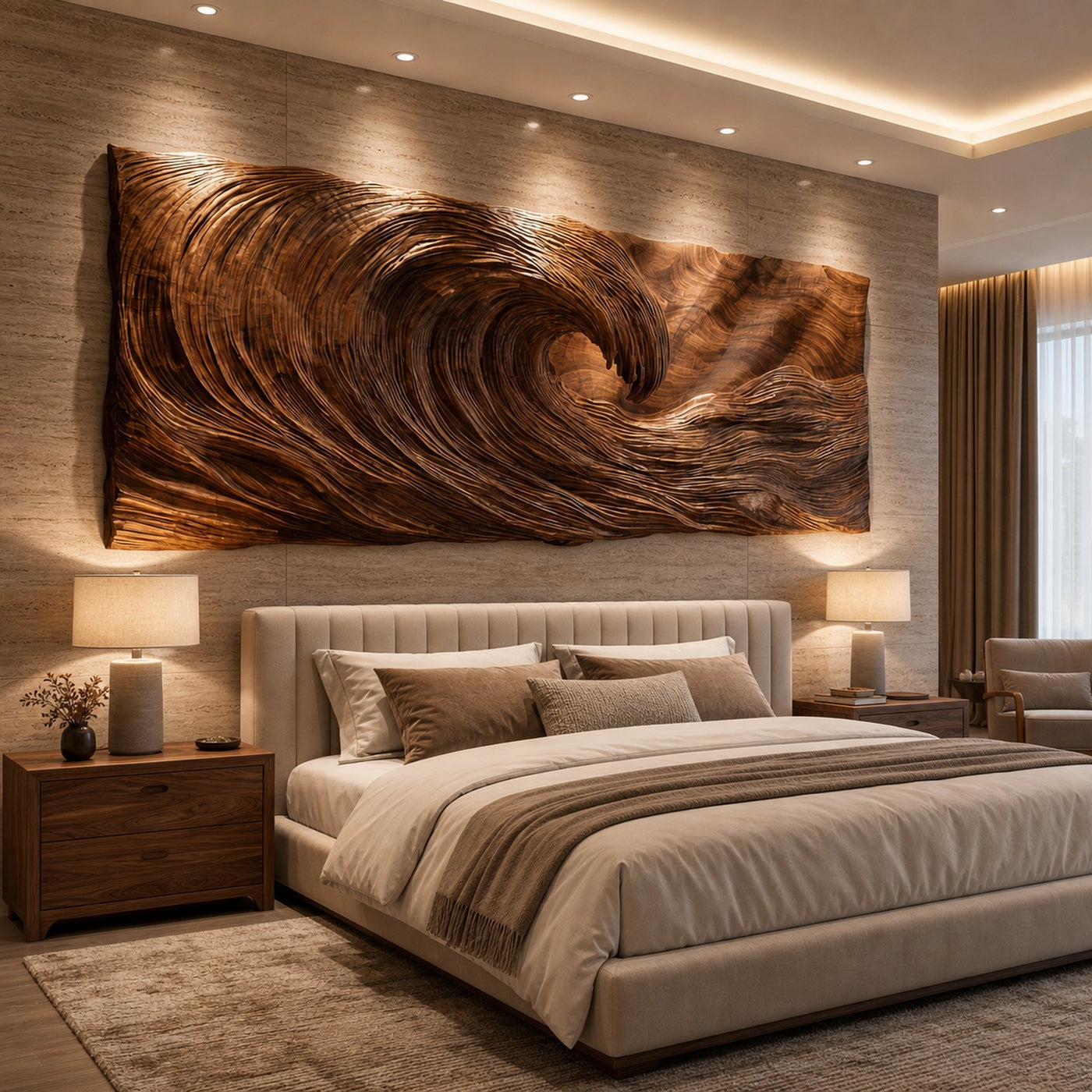 Modern Wood Sculpture Wall Decor Living Room And Bedroom - product view 3