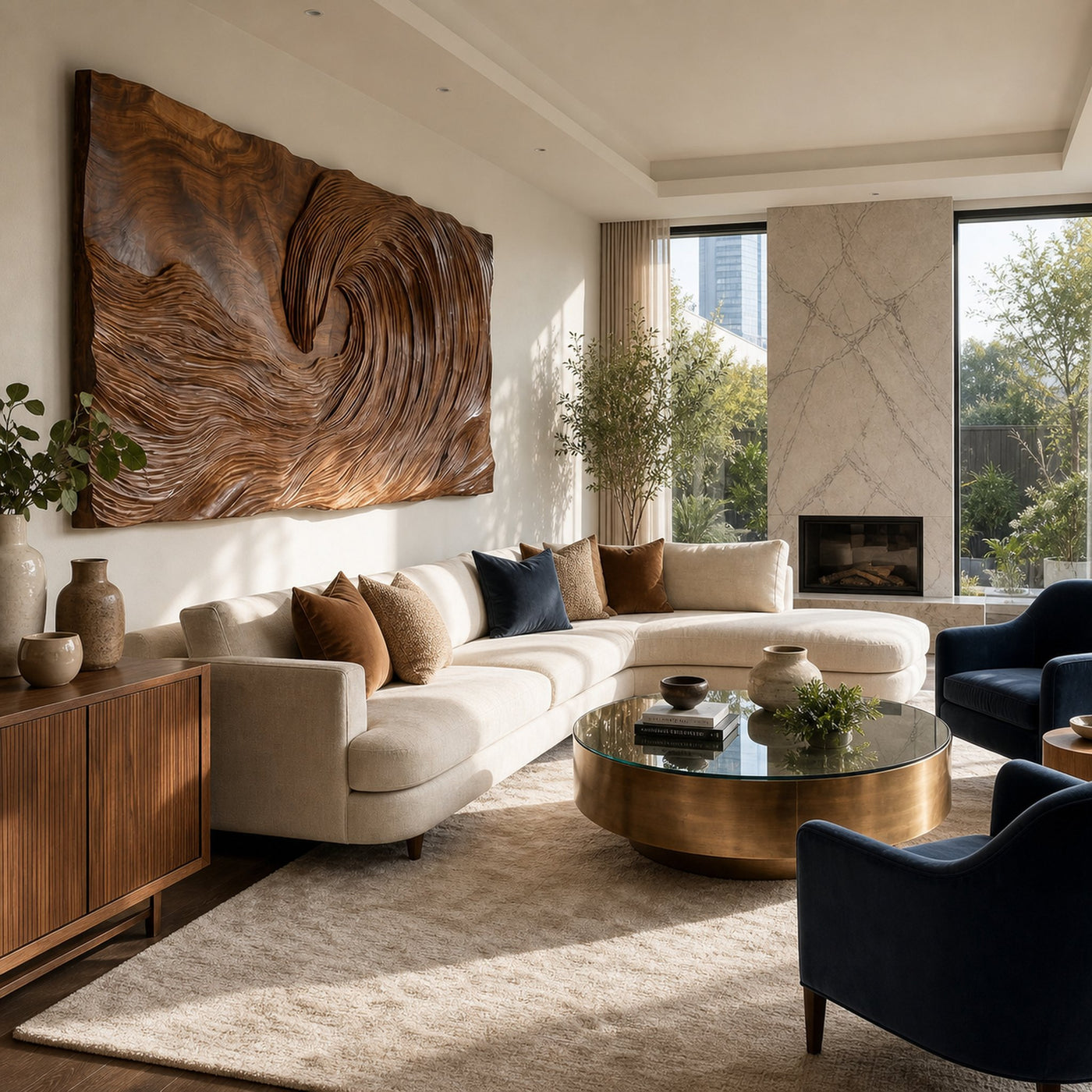 Modern Wood Sculpture Wall Decor Living Room And Bedroom - product view 4