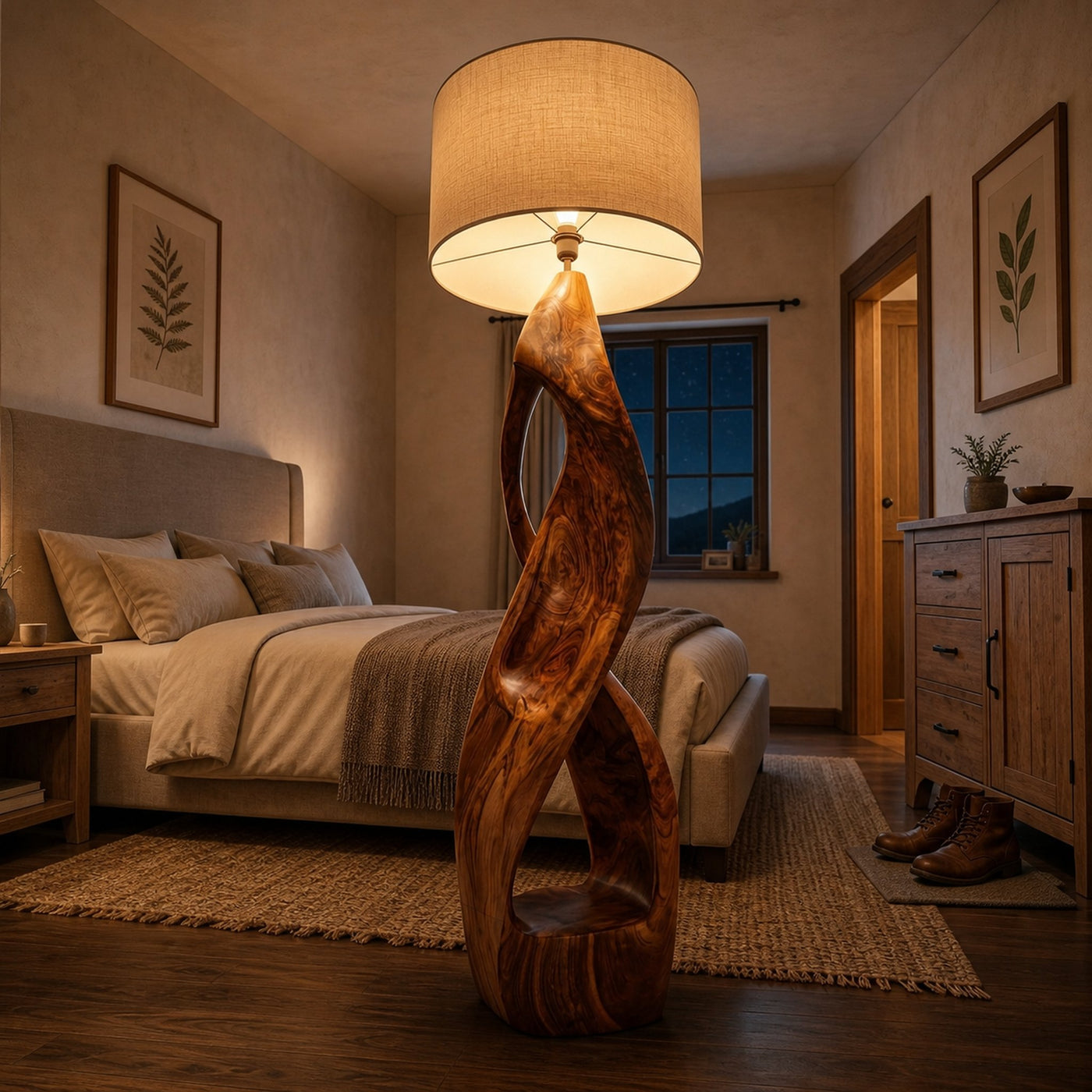 Modern Wooden Floor Lamp Twisted Body For Guest Room - product view 3
